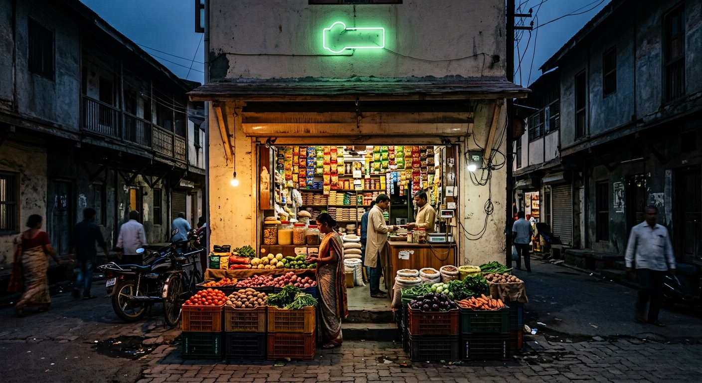 Vibrant Indian street market scene